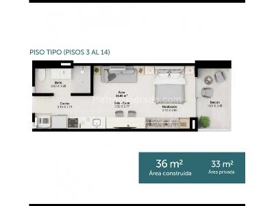 Apartaestudio en venta en Rodadero, Santa Marta, 36 m² · foto 2 de 12