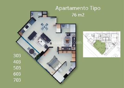 Apartamento de 2 alcobas en venta en Tejares, Cali, 76 m² · foto 2 de 4