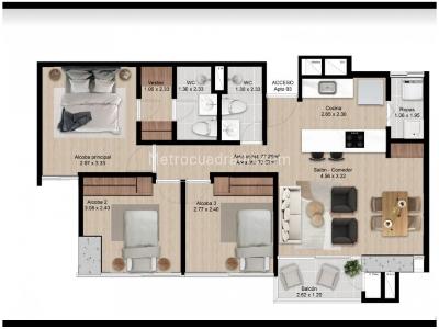 Apartamento de 3 alcobas en venta en Las Palmas, Medellín, 64 m² · foto 15 de 16