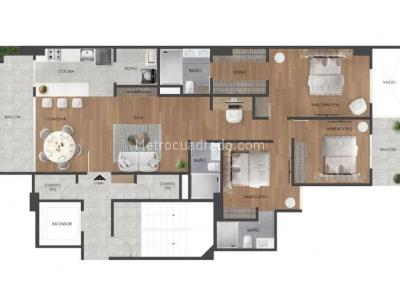 Apartamento de 3 alcobas en venta en Conquistadores, Medellín, 110 m² · foto 10 de 10