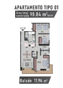 Apartamento de 3 alcobas en venta en Boston, Barranquilla, 99 m² · foto 2 de 2