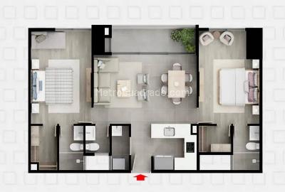 Apartamento de 2 alcobas en venta en Ciudad Del Rio, Medellín, 80 m² · foto 3 de 3