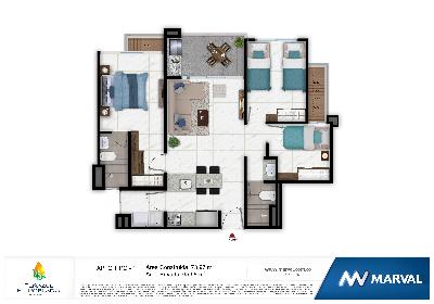 Apartamento de 3 alcobas en venta en Peñalisa, Girardot, 66 m² · foto 4 de 4