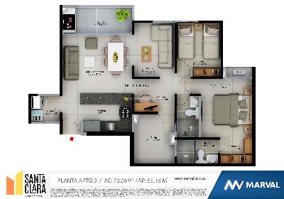 Apartamento de 2 alcobas en venta en Valle Del Lili, Cali, 65 m² · foto 5 de 5