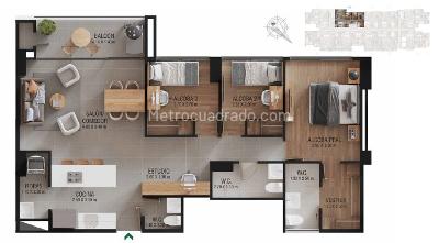 Apartamento de 3 alcobas en venta en Rionegro, Rionegro, 90 m² · foto 18 de 18