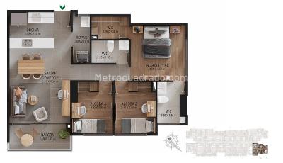 Apartamento de 3 alcobas en venta en Rionegro, Rionegro, 75 m² · foto 18 de 18
