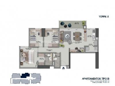 Apartamento de 3 alcobas en venta en Las Lomitas, Sabaneta, 81 m² · foto 4 de 13