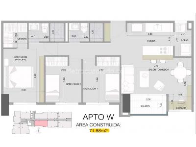 Apartamento de 3 alcobas en venta en Plaza Fabricato, Bello, 71 m² · foto 14 de 15