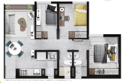 Apartamento de 3 alcobas en venta en Q. La Iglesia, Bucaramanga, 45 m² · foto 4 de 4