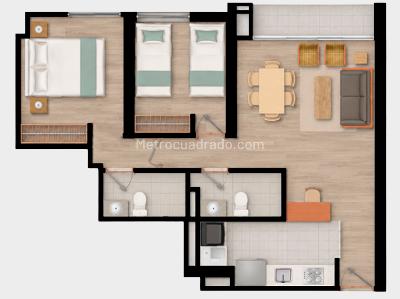Apartamento de 2 alcobas en venta en Av Universitaria, Tunja, 55 m² · foto 4 de 5