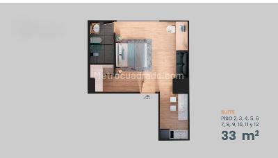 Apartaestudio en venta en Laureles, Medellín, 33 m² · foto 10 de 12