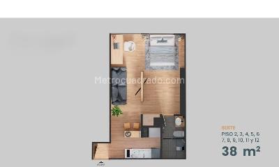 Apartaestudio en venta en Laureles, Medellín, 33 m² · foto 11 de 12