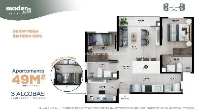 Apartamento de 3 alcobas en venta en Sector Los Lagos, Rionegro, 54 m² · foto 8 de 12