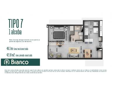 Apartaestudio en venta en El Trebol, Manizales, 42 m² · foto 5 de 5