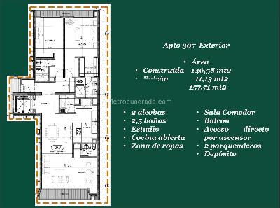 Apartamento de 2 alcobas en venta en Chico Reservado, Bogotá, 161 m² · foto 5 de 5
