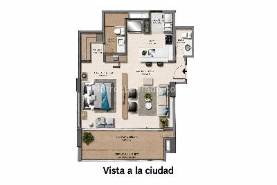 Apartamento de 1 alcoba en venta en Altos Del Poblado, Medellín, 58 m² · foto 4 de 10