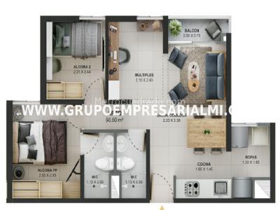 Apartamento de 2 alcobas en venta en Fabricato, Bello, 50 m² · foto 17 de 20