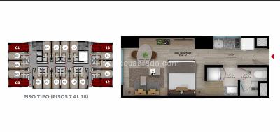 Apartamento de 1 alcoba en venta en Puentelargo, Bogotá, 27 m² · foto 16 de 16