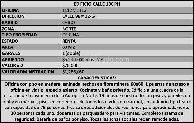 Oficina en Arriendo, CHICO NORTE, Bogotá D.C.