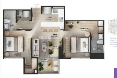 Apartamento de 2 alcobas en venta en Las Vegas, Sabaneta, 64 m² · foto 5 de 20