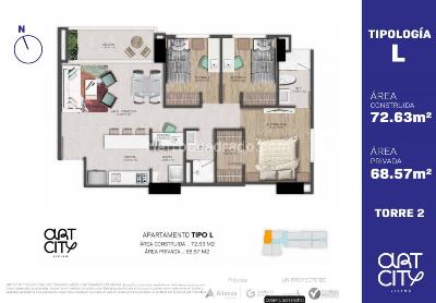 Apartamento de 3 alcobas en venta en El Poblado, Medellín, 68 m² · foto 6 de 6