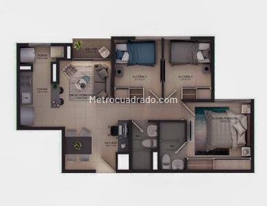 Apartamento de 3 alcobas en venta en Fontibon, Rionegro, 56 m² · foto 19 de 20