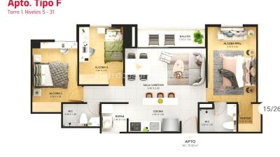 Apartamento de 3 alcobas en venta en Bello, Bello, 71 m² · foto 14 de 20