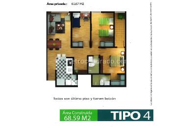 Apartamento de 3 alcobas en venta en Aures Corinto, Bogotá, 65 m² · foto 4 de 9