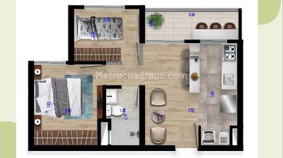 Apartamento de 2 alcobas en venta en Bosques De Niza, Manizales, 40 m² · foto 4 de 5