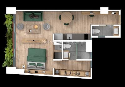 Apartamento de 1 alcoba en venta en Santa Barbara, Bogotá, 32 m² · foto 2 de 10