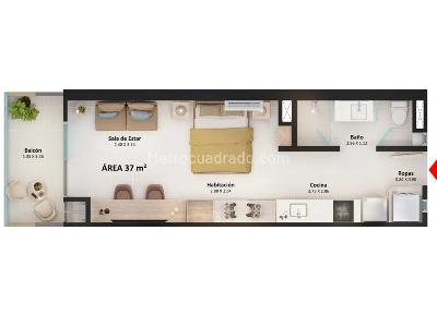 Apartaestudio en venta en Bello Horizonte, Santa Marta, 37 m² · foto 8 de 8