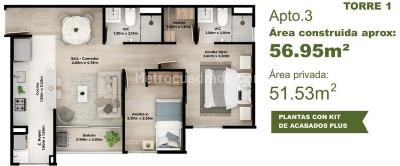 Apartamento de 2 alcobas en venta en Ojo De Agua, Rionegro, 57 m² · foto 2 de 20