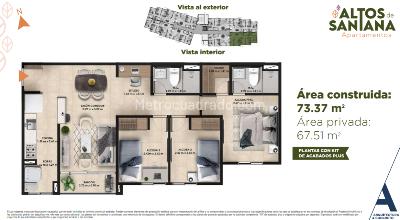 Apartamento de 3 alcobas en venta en Ojo De Agua, Rionegro, 68 m² · foto 4 de 20