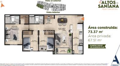 Apartamento de 3 alcobas en venta en Ojo De Agua, Rionegro, 68 m² · foto 18 de 20