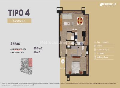 Apartamento de 2 alcobas en venta en Santa Barbara Central, Bogotá, 61 m² · foto 2 de 20