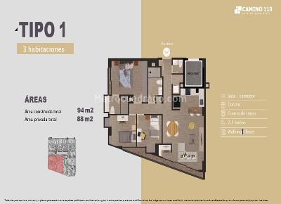 Apartamento de 3 alcobas en venta en Santa Barbara Central, Bogotá, 100 m² · foto 7 de 19