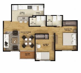 Apartamento de 2 alcobas en venta en Torres Del Campo, Rionegro, 52 m² · foto 20 de 20
