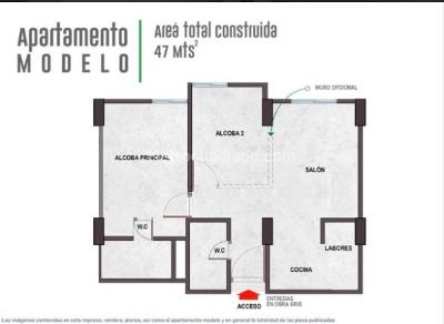Apartamento de 2 alcobas en venta en Retorno, Chía, 47 m² · foto 3 de 20