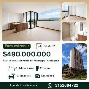 Apartamento de 2 alcobas en venta en Cuatro Esquinas, Rionegro, 68 m² · foto 2 de 11