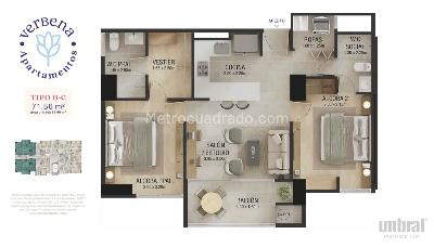 Apartamento de 2 alcobas en venta en San Remo, Sabaneta, 66 m² · foto 3 de 3